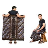 Sarung Batik Sabila Katun Motif Hitam Dewasa Pria Wanita Pekalongan - Muslim, Navy, Santri
