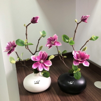 新中式玉蘭花仿真花藝客廳餐桌裝飾品假花套裝書桌茶室擺件花瓶