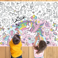 Unicorn Coloring Books for Kids Coloring Poster Large Coloring Tablecloth for Boys Girls Unicorn Birthday Party Supplies Favor