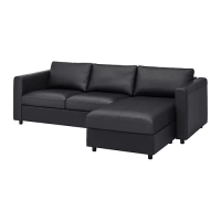 VIMLE 三人座沙發, 含躺椅/grann/bomstad 黑色, 252x98x45 公分