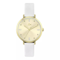 Lacoste [CLEARANCE MEI] Jam Tangan Wanita Lacoste Geneva 2001252 Ladies Gold Sunray Dial White Leath
