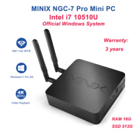 MINIX NGC-7 Intel Core i7-10510U Gaming Mini Pc 16GB DDR4 512GB SSD Office Home Design DP Official Genuine Windows 11 PRO System