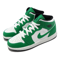 【NIKE 耐吉】Air Jordan 1 Mid GS 大童鞋 女鞋 綠 Lucky Green AJ1 喬丹(DQ8423-301)