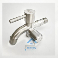 Kran Cabang Stainless 304 Kombinasi 06-Keran Air Shower double dua 2 stenlis selang mesin cuci /G65a