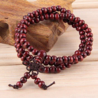 4 Colors Unisex Sandalwood 6mm * 108 Buddhist Prayer Beads Mala Multi-layer Wood Strand Beaded Bracelet Mother's Day Gift