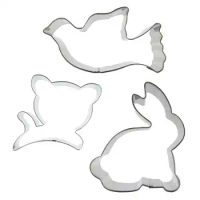 3 pcs Cat Homing Pigeon White Rabbit Stainless steel Cookie cutter biscuit embossing machine Pastry molds Cake decorating tools