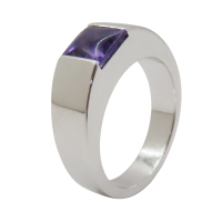 【二手名牌BRAND OFF】Cartier 卡地亞 18K 白金 Tank 紫水晶 戒指