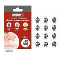 Tempatch+ สติกเกอร์วัดอุณหภูมิร่างกาย 24 ชม. แพ็ค 12 ชิ้น ลาย Dino - พกพาได้ง่าย ติดแน่นทนทาน ปลอดภั