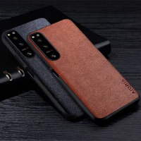 Leather Case For Sony Xperia 5 1 10 IV ACE 2 III Pro- High Grade Retro Litchi Pattern Back Cover for Xperia XZ3 XZ4 phone case