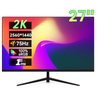 27 Inch 2K 75Hz Desktop Monitor 2560*1440 HDR 100%SRGB 1MS Freesync Game Computer Display IPS VA Curved Straight Screen HDMI/DP