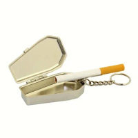 Pocket Ashtray New Mini Tinplate Coffin Shape Organizer Creative Portable Ashtray With Lids Travel Car Smoking Ash