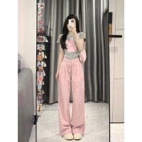 Seluar Jeans Berlipat Merah Jambu Bersaiz Besar, Untuk Wanita, Pinggang Tinggi Musim Panas, Pelangsi