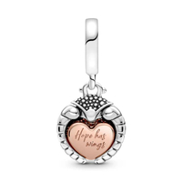 ชาร์ม Ladybird sterling silver and 14k rose gold-plated dangle with 0.009 ct TW GHI SI1+ round brill