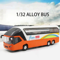 1/32 Simulation Double-Decker Alloy Bus With Sound And Light Model Toy Car For Boy Gift