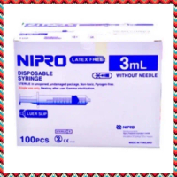 (ยกกล่อง 100 อัน) กระบอกฉีดยา Syringe Nipro 3ml ประเภทพลาสติก