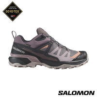 官方直營 Salomon 女 X ULTRA 360 Goretex 低筒登山鞋 李子紫/幻灰/棕