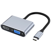 USB C to HDMI VGA Multiport Adapter 4K Type C USB-C HUB Video Projectors Converters Port Adaptor for Macbook Pro