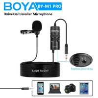 BOYA BY-M1 PRO 6m Clip-on Condenser Lavalier Lapel Microphone for PC Mobile Android DSLRs iPhone Streaming Youtube Microphone