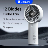 JISULIFE Handheld Fan Life4 Rechargeable Long Battery Life Portable Hand Mini Fan With 36005000mAh B
