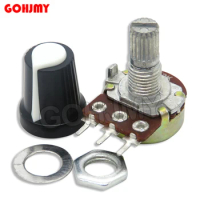 5 Sets WH148 B1K 10K B20K 50K 100K 500K Ohm 3 Pin 15mm Linear Taper Rotary Potentiometer Resistor For Arduino With AG2 White Cap