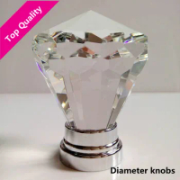 Top quality transparent k9 crystal win cabinet wardrobe door handle knob glass diameter silver dresser drawer knob pull 40mm