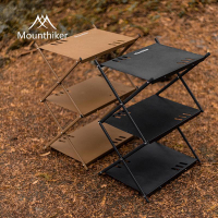 露營置物架 三層置物架新品戶外置物架便攜鋁合金露營黑化折疊可拼接桌