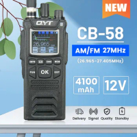 QYT CB Radio CB-58 27MHz 26.965-27.405MHz 40 Channels AM/FM Citizen Band CB58 4W Handheld Walkie Talkie With 4000mAh
