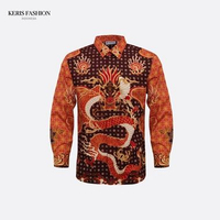 Keris Gallery Kemeja Batik Reguler Fit Lengan Panjang Motif Naga Puspa Mulyo Biru, 18