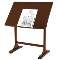 Adjustable Angle Pine Wood 24'' x 35" Drafting Table Artists Drawing Craft Desk Tilt Flat Creative Workspace Solid Construction