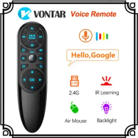 VONTAR Q6 Pro Voice Remote Control with Gyroscope Backlit 2.4G Wireless Air Mouse IR Learning for Android TV Box