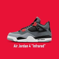 【NIKE 耐吉】Air Jordan 4 GS Infrared 紅外線 黑灰紅 女鞋 408452-061(Air Jordan 4)