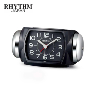 RHYTHM - 日本麗聲 超靜夜無聲，響醒有力鬧鐘 8RA647SR02 黑色超級鈴聲 夜光鬧鐘