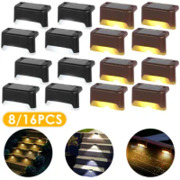 LED Solar Lamps Solar Step Light Outdoor Waterproof LED Solar Fence Wall Lamp Patio Stair Pathway Step Decor Lighting Fence Lamp