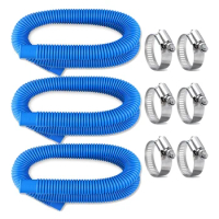 ELOS-Pool Pump Replacement Hose For Intex/Coleman,330GPH 1000GPH, 3 Pack Swimming Pool Pump Pipes With Hose Clamp