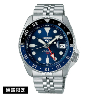 SEIKO 精工 5 Sports經典SKX GMT 不鏽鋼帶 藍水鬼款 藍(SSK003K1/4R34-00A0B)