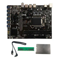 B250C BTC Mining Motherboard with DDR4 4GB 2666MHZ RAM+120G SSD+Cable 12XPCIE to USB3.0 Card Slot LGA1151 for BTC