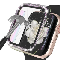 For apple watch case with Tempered Glass Screen Protector Series SE/6/5/4 40mm 44mm for iwatch case women Anti-Scratch Bumper