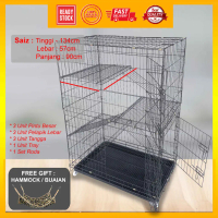 Highly recommended *3 Kaki* Sangkar Kucing Besar 3 Tingkat / Big Cat Cage 3 Level 90cm(L) x 57cm() x