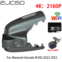 ZJCGO 2K 4K Car DVR Dash Cam Wifi Front Rear Camera 2 Lens 24h Monitor Parking for Maserati Grecale M182 2022 2023