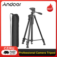 Andoer Lightweight Photography Tripod Stand for phone AluminumAlloy with Carry Bag Phone Holder for Canon Sony Nikon DSLR Camera