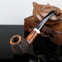 High Quality Octangle Smoking Pipe Briar Wood Pipe 9mm Filter Briar Tobacco Pipe Random Carved Briar Pipe Smoke Accessory