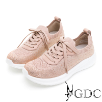 【GDC】輕奢綁帶滿版水鑽舒適軟底休閒鞋-奶茶色(326190-37)