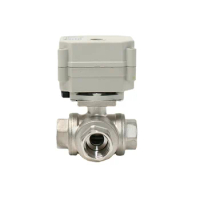 DN15 Stainless Steel Electric 3-Way Water Valve 1/2'' L/T Type For HVAC Water Automatic Control Water Heating Solar Wate