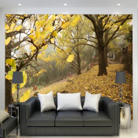 Magic New Custom Wall Mural 3D Nature Falling Autumn Leaves Pastoral Wallpaper Bedroom Living Room TV Background Canvas Fabric