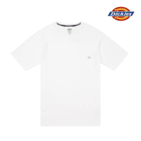 【Dickies】男女款白色吸濕排汗胸前口袋反光Logo休閒短袖T恤｜DK011769C4D