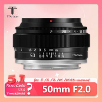 TTArtisan Full Frame 50mm F2.0 MF Camera Lens for Canon M1 M50 Canon RP Nikon Z5 Sigma FP Olympus EPL9