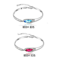 〃✿KUAN✿〃玻璃鞋水晶手鐲 鍍白K 藍色 紅色 生日禮物 手鍊 手鐲