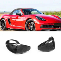 Dry Carbon Fiber Door Side Rearview Mirror Cover Trim Shell Covers Sticker For Porsche 718 982 2016-2021 Car Styling