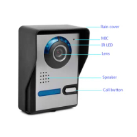 Waterproof Night Vision Infrared Video Door Bell 7-inch Wired Visual Doorbell Household Building Suit Two-way Intercom System