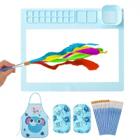 Silicone Painting Mat Kids Craft Silicone Paint Mats With Palette Silicone Sheet Casting Molds Mat Thickened Washable For Art